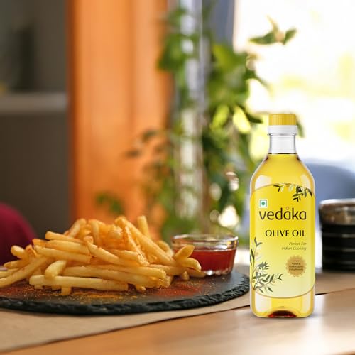 Image of Amazon Brand - Vedaka Olive Oil| for Indian Cooking | 1 L | Ideal for Frying, Roasting, Sauteing | Extra Light |Neutral Flavour