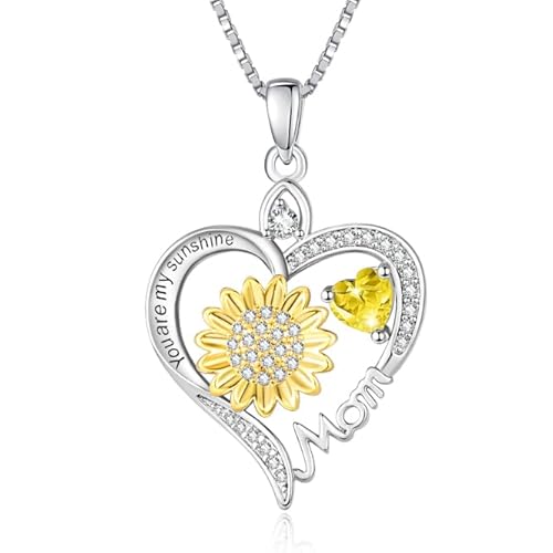 HeartMelody �Ђ܂�� �n�[�g�l�b�N���X �����p You Are My Sunshine 18K �z���C�g�S�[���h���b�L �a���΃l�b�N���X �Ђ܂�� ����W���G���[ �a���� �N���X�}�X �M�t�g ���� �}�} �ޏ�, Suitable for mos