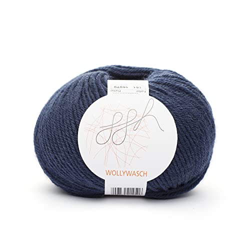 ggh Wollywasch - 100% Schurwolle (Superwash) - Wolle zum Stricken oder Häkeln - Lauflänge 125m auf 50g - Farbe 181 - Dunkelblau