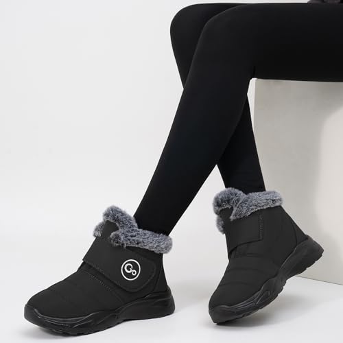 Winter Snow Boots for Women Waterproof: Fur Lined Warm Womens Boots Anti Slip Hook Loop Comfortable Booties Outdoor2