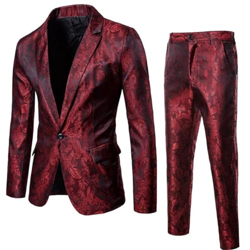 Men Classic Jacquard Suit 2 Piece Set Spring and Summer Fashion Dance Party Tuxedo Slim Business Suit2
