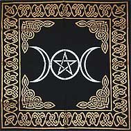 Altar Tarot Cloth: Triple Goddess with Pentagram