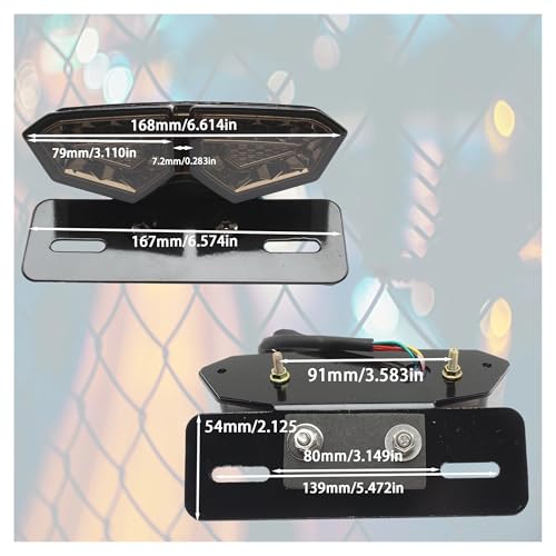 Luz trasera LED de 12V para motocicleta con lámpara de freno y señal de giro 4