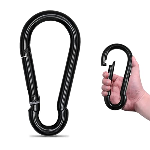 KINLINK 1 Pack Black Carabiner Clip 7 inch Heavy Duty Spring Snap Hook