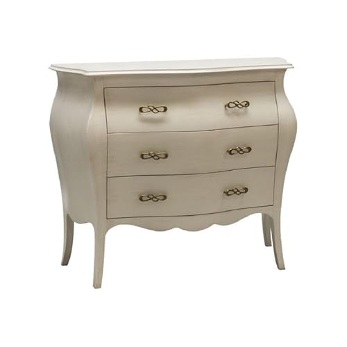 Vicentini arreda COMO' BOMBATO IN LEGNO SHABBY CHIC AVORIO ANTICATO OPACO CON MANIGLIE INFINITO (L 116 P 45 H 85)