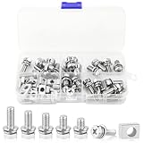 Chyaya 60 Pack Motorcycle Battery Bolt and Nut Kit, 304 Stainless Steel Terminal M6 x 10/12/16/18/20 mm Bolt Square Nut Kit for ATV, Bike, Scooter, Motorcycle