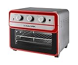 Team Kalorik TKG AFO 2000 RD Horno de aire caliente, freidora y deshidratador, capacidad de 22 l, con destornillador, bandeja esmaltada, 1700 W, rojo/gris