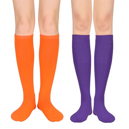 Image of Century Star 2-Pack Long Knee High Socks for Women-Mixed Striped Tube Socks Causal Stockings