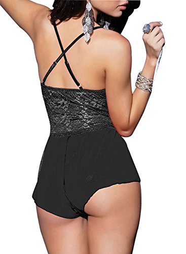 Yinggeli Womens Plus Size Lingerie V Neck Lace Sexy Babydoll Sleepwear S-3XL - Image 3
