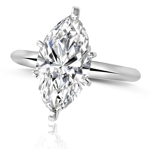 Pompeii Certified 2-6Ct Marquise Solitaire Diamond Engagement Ring 14k Gold Lab Grown - Size 7 (G/H,VS2-SI1)3