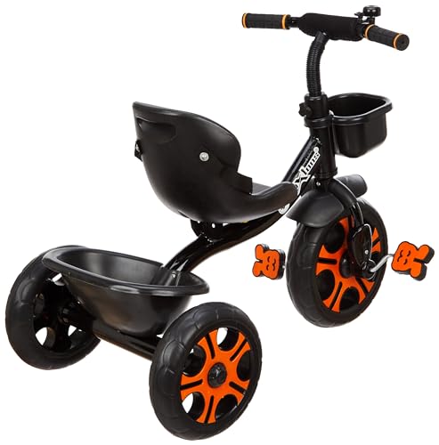 Image of Tricycle for Kids Super - The Choice of Parent's for 1-5 Years Old, 30kg Max, Luxurious, Safe, and Durable Trike. Advanced Parental Control Handle and with Safety Belt, Black