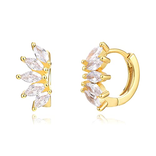 Boucles d'oreilles créoles feuilles en argent sterling et or, le cadeau idéal pour elle