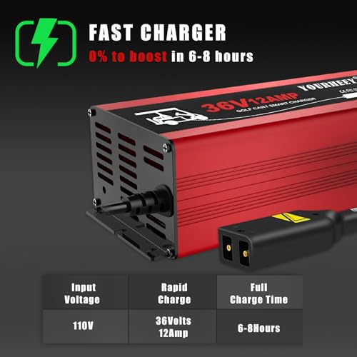 Yourheey 36 Volt Golf Cart Battery Charger For Ezgo Txt With D Style Plug,12 Amp Smart Trickle Charge,Replace Ezgo Charger 36 Volt,6-8H Full Charge Portable Golf Cart Charger For Lead Acid Battery thumb #1