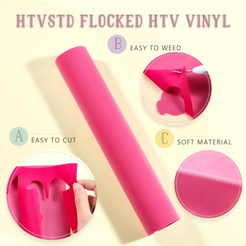 Flocked HTV Vinyl - 14 Sheets 12'' x 10'' inches Colorful Flock Heat Transfer Vinyl Flock Iron on Vinyl for T-Shirts - Image 4