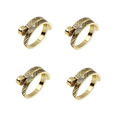 4 Pieces Crochet Hooks Adjustable Knitting Finger Holder Crochet Thread Loop Open Finger Used for Hand Weaving Hook Line Supplies (Gold) Cover