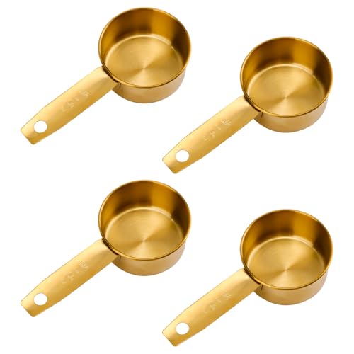 4 piezas Cucharas Medidoras de 1/4 Taza de Acero Inoxidable