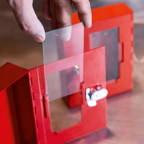 HMF 1021-03 Notschlüsselkasten mit Glasbruchhammer 15,0 x 12,0 x 4,0 cm, RAL 3001 rot