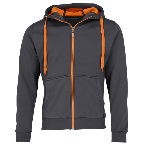 JN355 Men´s Doubleface Jacke Sweatjacke Kapuze Sweatshirt, Farbe:Carbon-Orange;Herrengrößen:M JN355 Men´s Doubleface Jacke Sweatjacke Kapuze Sweatshirt, Farbe:Carbon-Orange;Herrengrößen:M