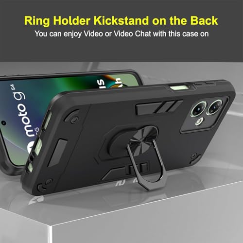 Image of NDCOM for Moto G54 Back Cover, Premium Motorola G54 5G Cover, Sleek Design Moto G54 5G Cover, Protective Case for Enhanced Grip and Style, Black Ring Holder Case