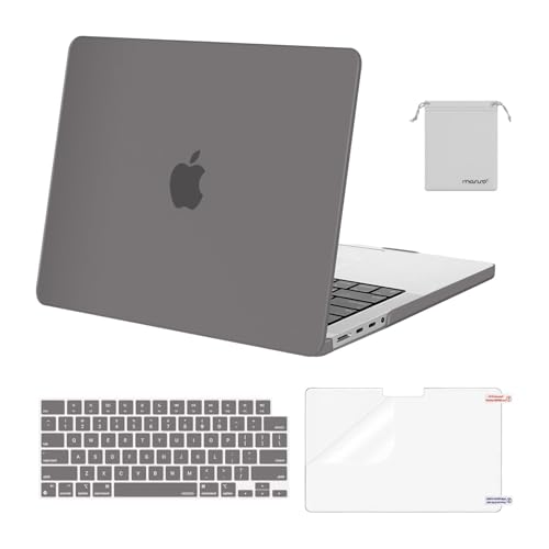 Image of MOSISO Compatible with MacBook Pro 14 inch Case 2025 2024 2023 2022 2021 M5 M4 M3 M2 M1 A3434 A3112 A3185 A3401 A2918 A2992 A2779 A2442, Hard Shell&Keyboard Cover&Screen Film&Pouch,Gray