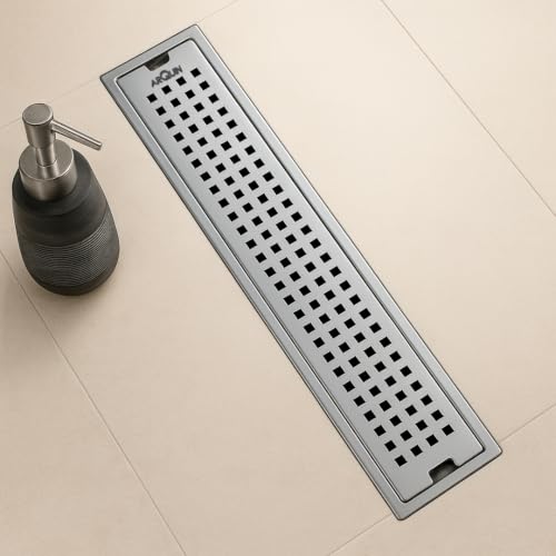 Image of ARQUIN Shower Drain Channel 24x4 Inch Floor Drainer 304 Grade Stainless Steel Bathroom Floor Drainer Water Drain Jali Channel for Bathroom with Cockroach Trap (1mm Thickness)