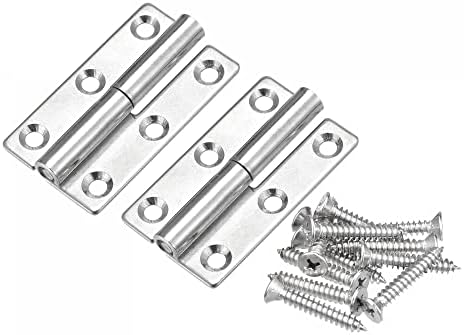 uxcell Lift Off Hinge, 2.5" 304 Stainless Steel Right Detachable Slip Joint Flag Hinges 2pcs