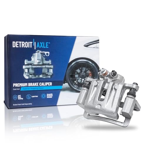 Image of Detroit Axle - Rear Left Brake Caliper for Chevrolet Equinox Captiva Sport | GMC Terrain Saturn Vue Pontiac Torrent Driver Side Brake Caliper w /Bracket Replacement