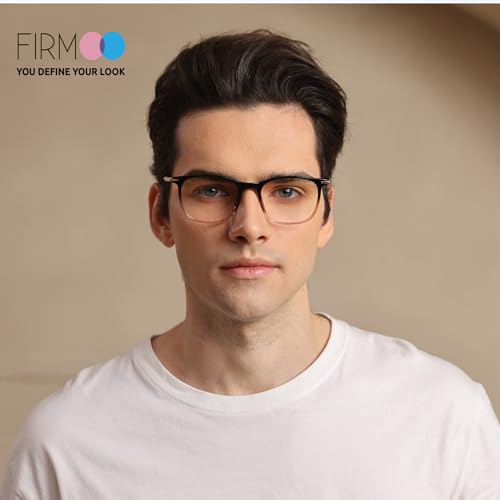 Image of Firmoo Blue Light Glasses for Women Men, Reading Glasses 0.0x-3.0x, Ultra Light Square Frame, Premium TR90 & Metal Blend
