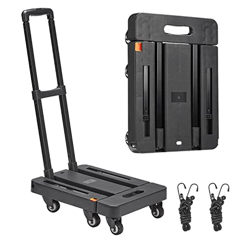 Folding Hand Truck 500 lbs Capacity, JUXANOS 360° Rotating Wheel Folding Trolley Luggage Cart...