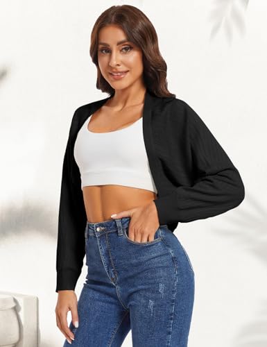 Women's Fall 2025 Cropped Cardigan Long Sleeve Sweaters Lightweight Knit Open Front Bolero Shrugs Fashion Outfits