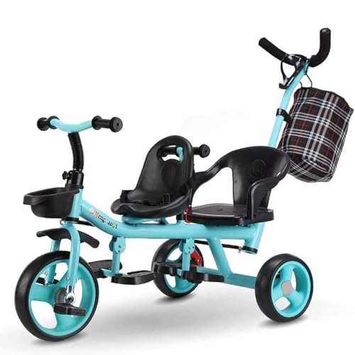 Triciclo Doble gemelar para niños, Doble Asiento, Triciclo Clásico Chasis Robusto Ruedas Duraderas,para Niños de 1-5 Años en adelante