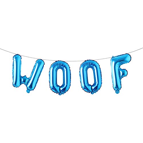 Animal Dog Birthday Party Supplies, WOOF Letter Balloons,Pet Happy Birthday Banner for Dog Birthday Party Decoration Banner (WOOF Blue)