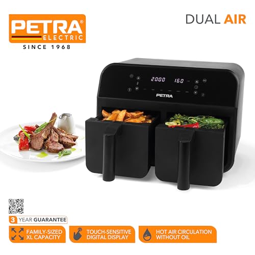 Petra Dual 7.4L Heteluchtfriteuse, Verwijderbare Dubbele Lade met Antiaanbaklaag, Sync & Match Kookfuncties, 2 XL Frituurmanden Voor Onafhankelijk Koken - Afbeelding 4