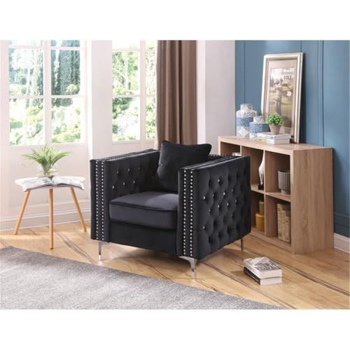 Sillón Paige Plegable Negro Velvet miniatura 2
