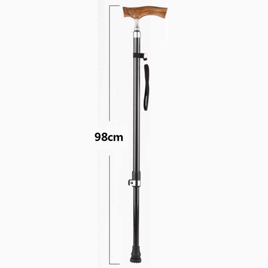 SGSG Bastón para Caminar telescópico para Hombre Viejo bastón de Madera Maciza Antideslizante aleación de Aluminio bastón de Fibra de Carbono para Caminar