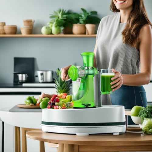 KWER Best Portable Handle Juicer For Fruits Machine, Pomegranate fruit Juicer Machine For All Fruits Steel And Vacuum Locking System, Shake Healthy And Fresh Water Melon, StrawAberry, (Plastic)