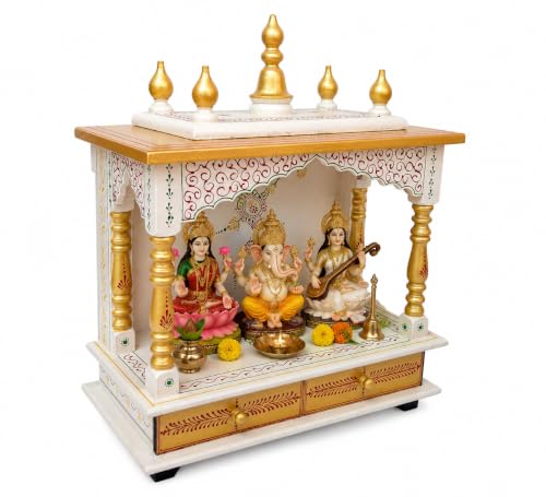 Image of Kamdhenu Art and Craft Wooden Temple /Home /Pooja Mandir /Mandap (Gold), 61 cm