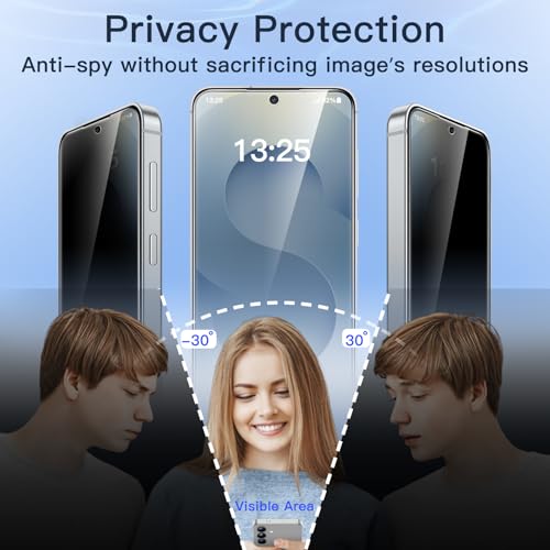 Image of JETech Privacy Tempered Glass Screen Protector Guard for Samsung Galaxy S25 5G with Camera Lens Protector, Anti-Spy, Fingerprint ID Compatible, 2-Pack Each