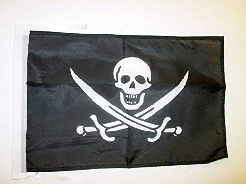 AZ FLAG Pirate Jack Rackham Flag 18'' x 12'' Cords - Pirates Small Flags 30 x 45cm - Banner 18x12 in
