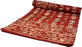 GURU SHOP Blockdruck Tagesdecke, Bett und Sofaüberwurf, Handgearbeiteter Wandbehang, Wandtuch - Design 14, Size:Double 225x275 cm