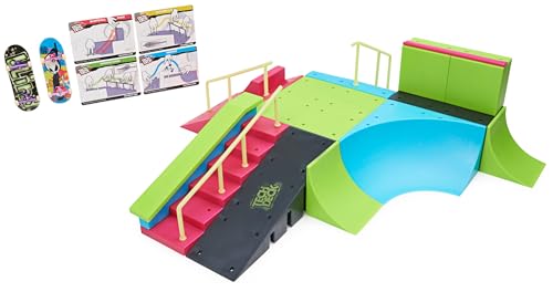 Tech Deck, Neon Mega Park X-Connect Creator, ensemble de rampes phosphorescentes personnalisables avec deux fingerboards, jouet pour garçons et filles à...