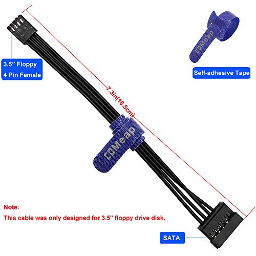 COMeap (2-Pack) 3.5\" Floppy Drive FDD 4 Pin to SATA Hard Drive Power Adapter Cable 7.3-inch(18.5cm)