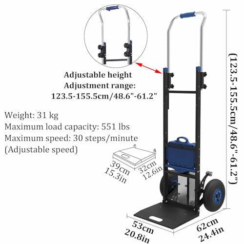 Carretilla eléctrica para escaleras con mango telescópico y ruedas anchas miniatura 6