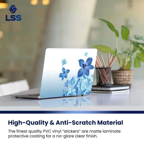 Image of LSS 15 15.6 inch Laptop Notebook Skin Sticker Cover Art Decal Fits 13.3 inch 14 inch 15.6 inch 16 inch HP Dell Lenovo Apple Asus Acer Compaq (Free 2 Wrist Pad Included) Blue Neon Flower