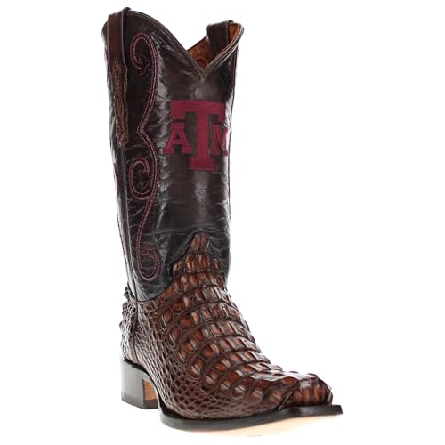 Vaccari Men's David Hand-Corded Top Collegiate Embroidery Genuine Hornback Alligator Leather Western Cowboy Boots