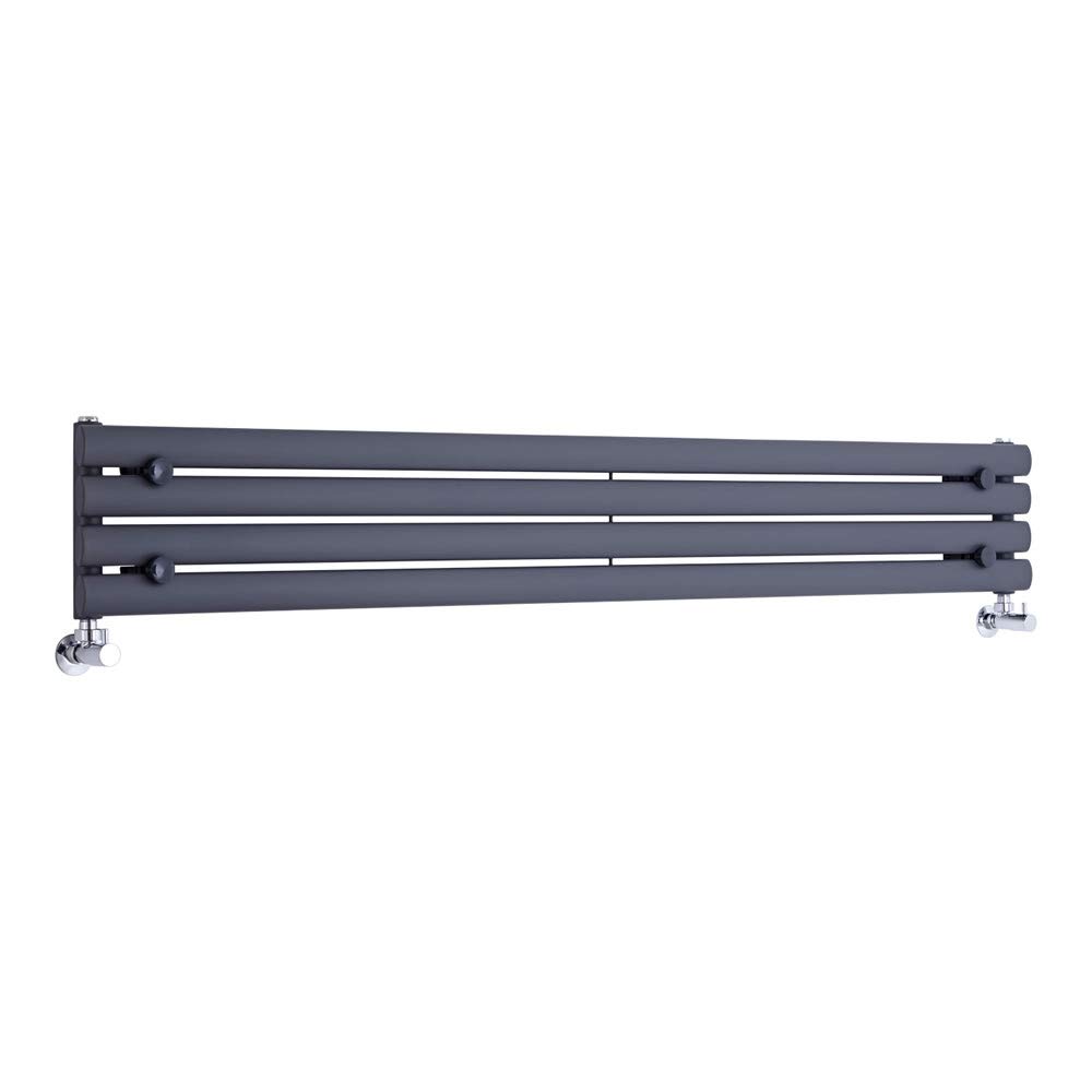 Milano Aruba Anthracite Horizontal Single Oval Panel Radiator - 236mm x 1600mm