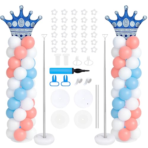 2PCS Balloon Column Stand Kit: Heavy Duty 21 to 81 Metal Telescopic Pole with Base & Weight Bags Reusable Adjustable Balloon Tower Holder for Birthday Wedding Party Décor