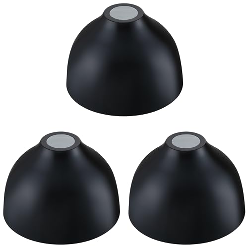 Image of Industrial 7.3 inch Metal Drum Replacement Shades,1.6 inch Fitter Opening for Threaded Medium Base Socket,H5*D7.3 Black Finish 3 Pack