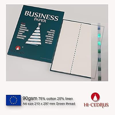 NEUTRUAL Cotton linen paper, A4 size business paper,90GSM inkjet laser printing paper,white color,100sheets green thread, uv invisible fiber