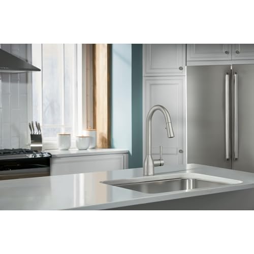 Image of Moen Adler Spot Resist Stainless One-Handle High Arc Pulldown Kitchen Faucet with Power Clean, 87233SRS